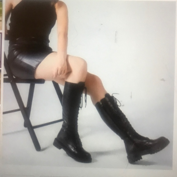 Zara Tall Lace Up Combat Boots - Picture 1 of 8